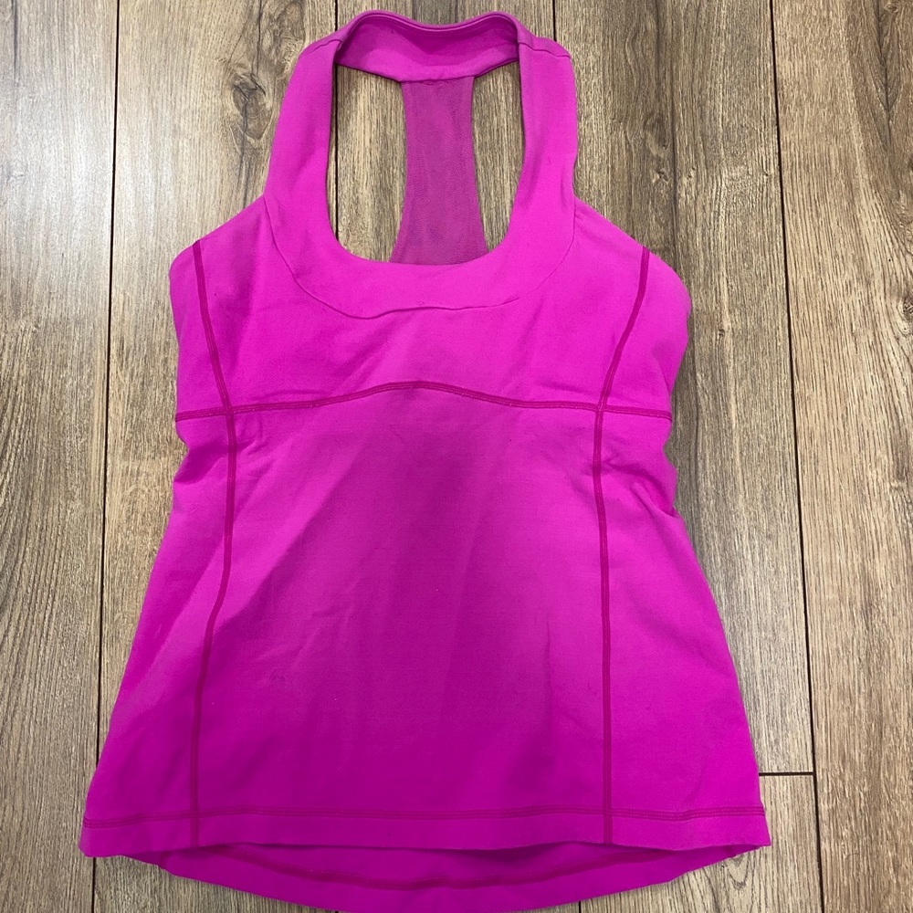 Solid Pink Lululemon Scoop Neck Tank, 8